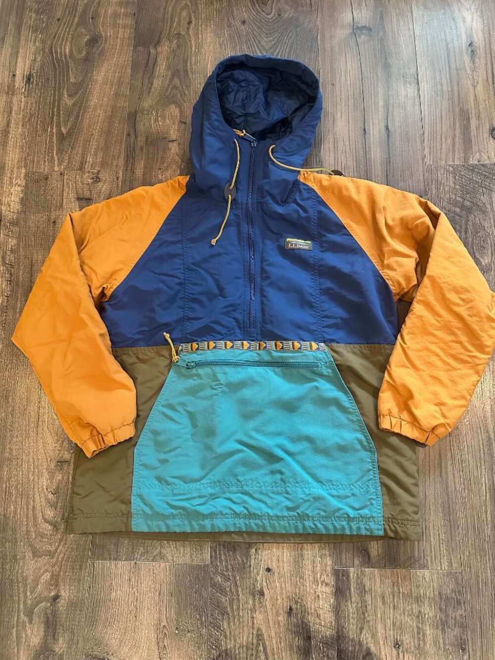 GUC Women's LL Bean Anorak Pullover Hooded Colorful Jacket Pocket, Size: S PET